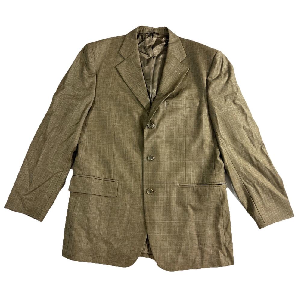 Gianni Manzoni Italy 42R Brown Check Blazer Super 110’s Wool Jacket